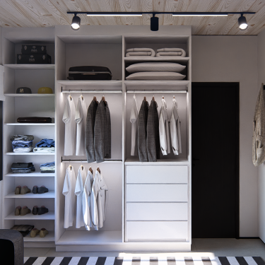 closet integrado à suíte, apartamento Opção 2 - Tropicália Arquitetura